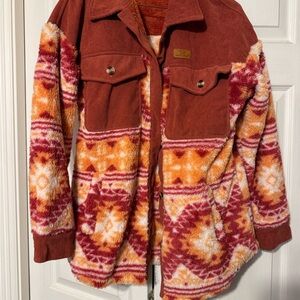 Simply Southern Red and Orange Patterned Jacket